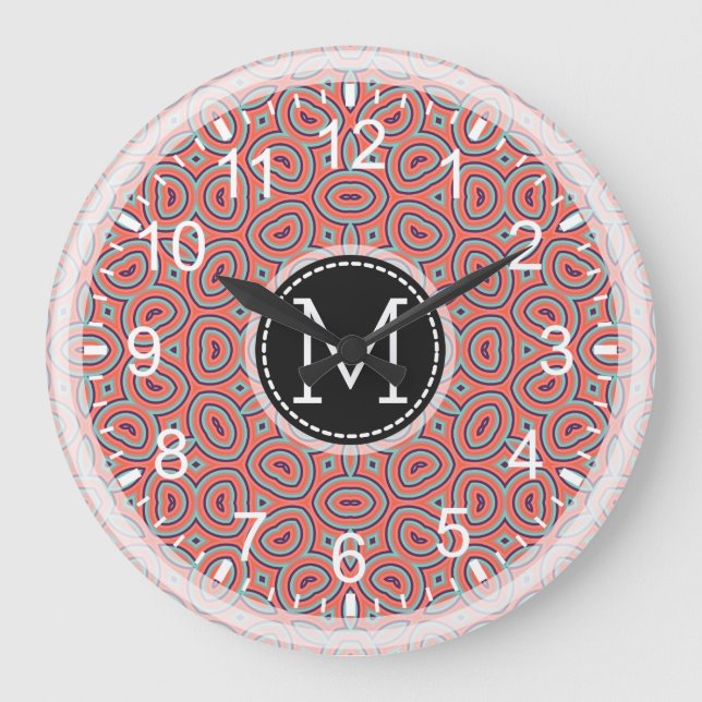 Mosaik Modern Monogram #9 Stor Klocka (Framsida)