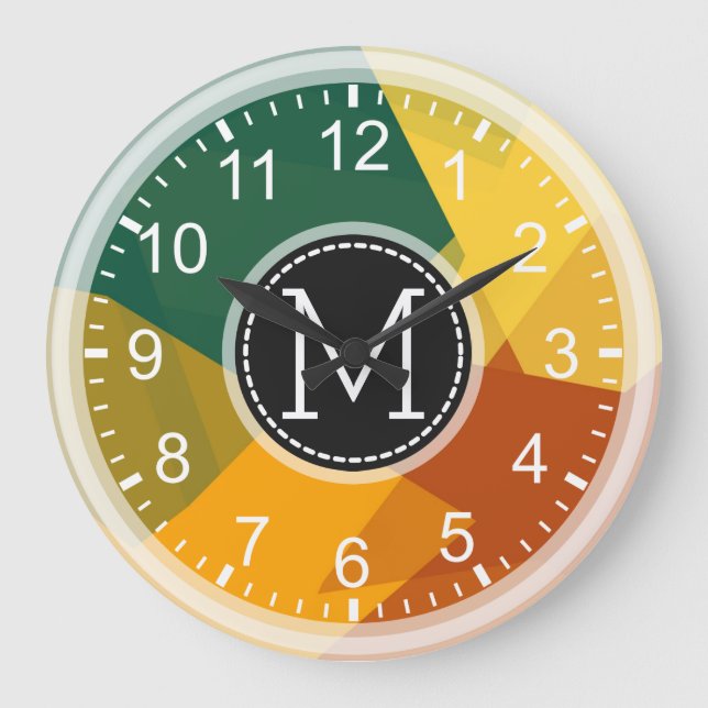 Mosaik Modern Monogram Stor Klocka (Framsida)