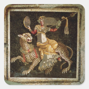Mosaik of Dionysus ridning a Leopard c.180 AD Fyrkantigt Klistermärke