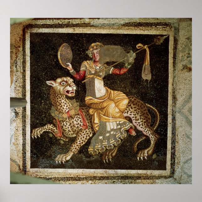 Mosaik of Dionysus ridning a Leopard c.180 AD Poster (Framsidan)