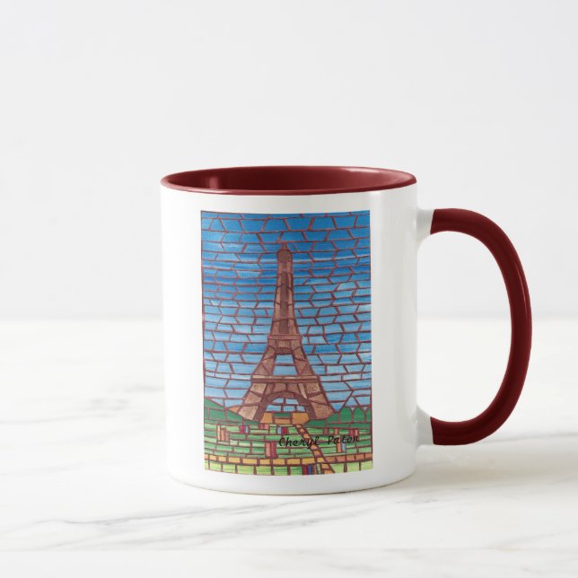 Mosaik Painting of Eiffel Torn Anpassningsbar Mugg (Höger)