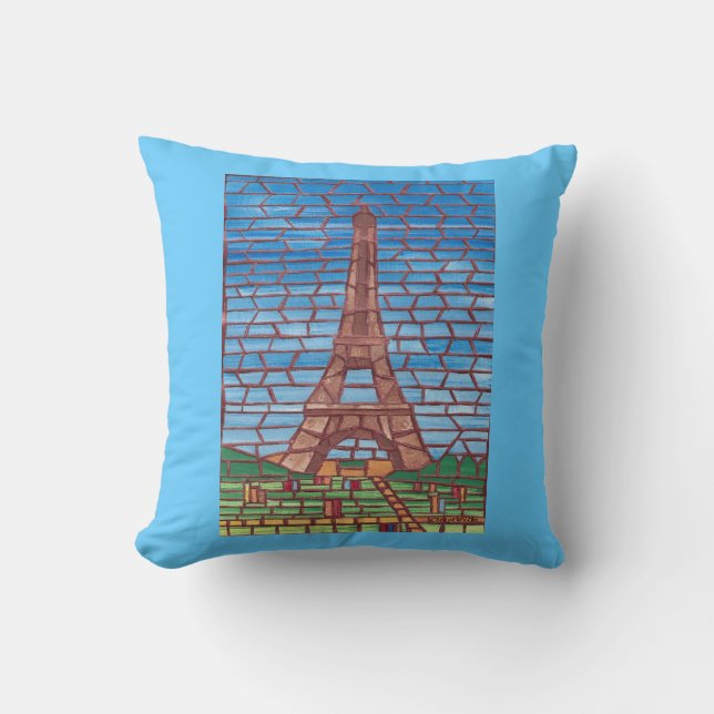Mosaik Painting of Eiffel Torn Pillows Kudde (Framsida)