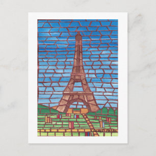 Mosaik Painting of Eiffel Torn Postcards Vykort