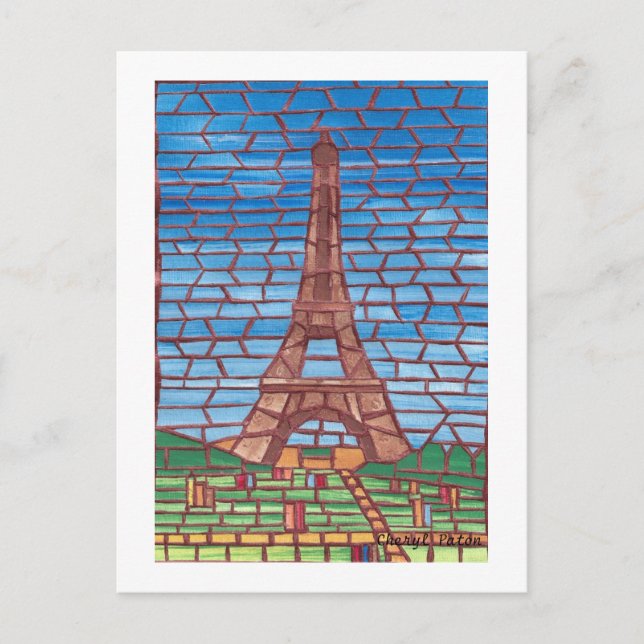 Mosaik Painting of Eiffel Torn Postcards Vykort (Framsida)