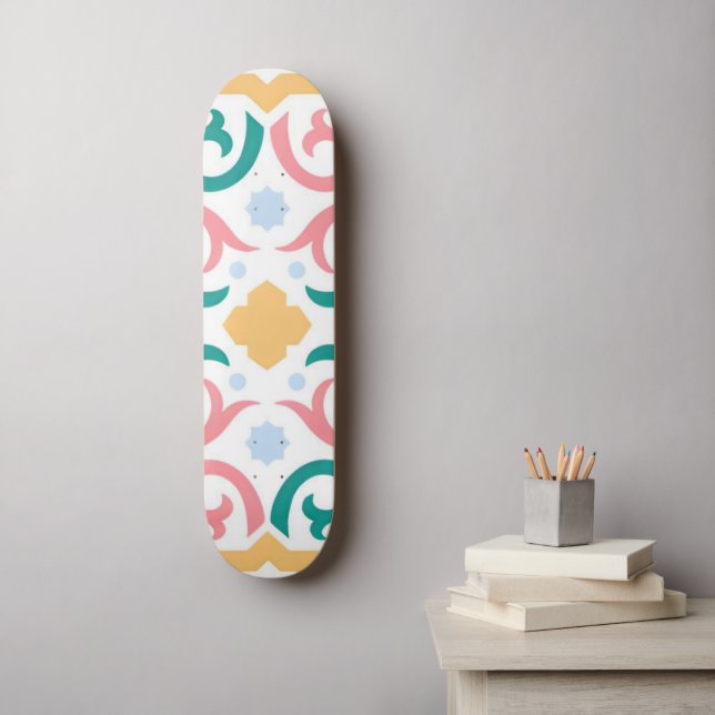 Mosaik/pastell/vår  mini skateboard bräda 18,5 cm (Väggkonst)
