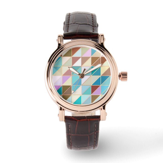 Mosaik - Pastellkritor och jordtoner Armbandsur (Framsida)