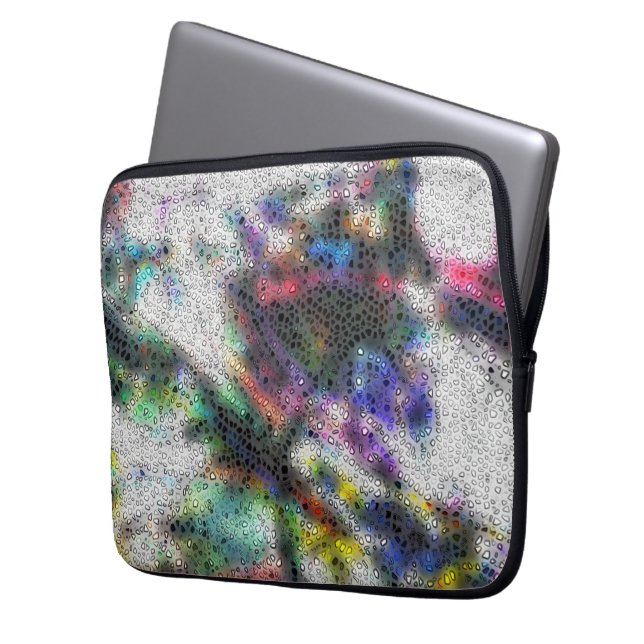 Mosaik, polerade skjortor över nedfläckadens färga laptop fodral (Framsidan Vänster)