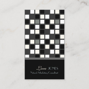 Mosaik Squares Tiles black + white monokrom Visitkort