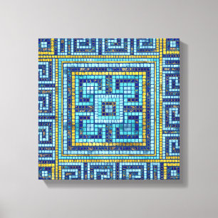 Mosaik Tile Grekiska Meander Nyckel Canvastryck