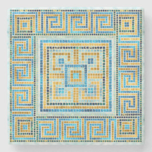 Mosaik Tile Grekiska Meander Nyckel Stenunderlägg