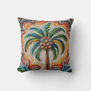 Mosaik Tropisk Palmtree Konst Kudde