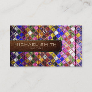 Mosaik Wooden Elegant Leather Se nr 5 Visitkort