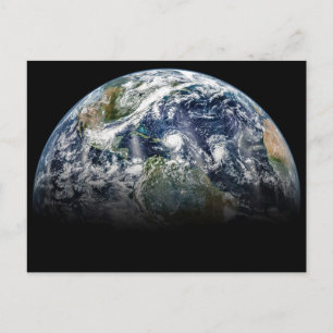Mosaikbild av planeten jorden med 3 orkaner vykort