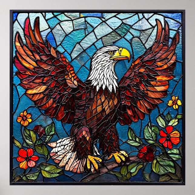 🦅 Mosaikbild Vithövdad Örn Väggkonst För Patrioti (Framsidan)