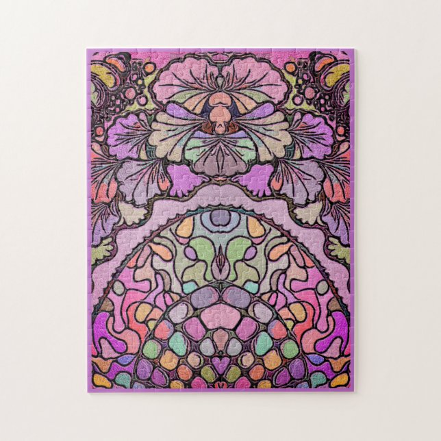 Mosaikblomma rosa abstrakt blomma blom- elegant pussel (Vertikal)