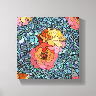mosaikblommor, omslagna kanvas