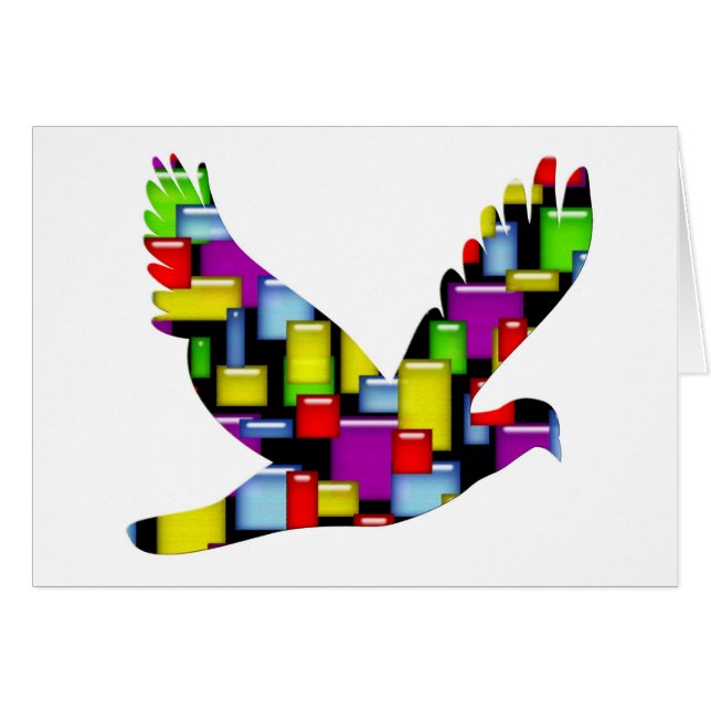 mosaikdova hälsningskort (Framsidan Horizontal)