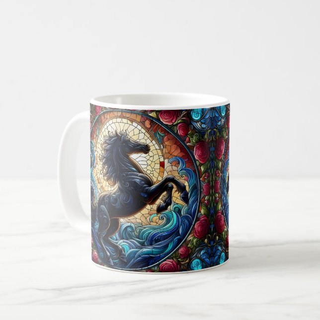 Mosaikfärgat glas Häst Kaffemugg (Framsida vänster)
