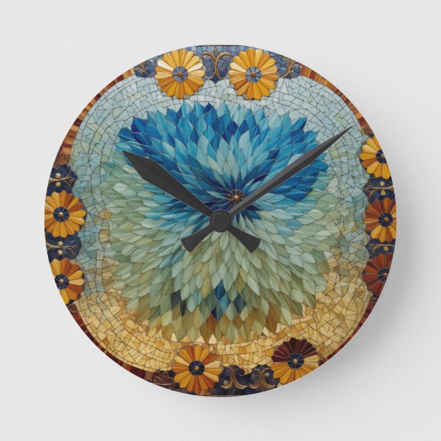 Mosaikgrön Blå Blommig Klocka  (Framsida)