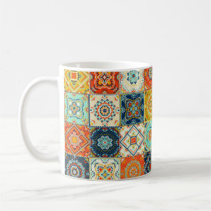 Mosaikillustration av marockansk plattmosaik möns kaffemugg