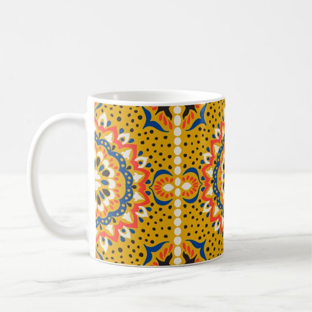 Mosaikillustration av marockansk plattmosaik mönst kaffemugg (Vänster)