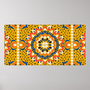 Mosaikillustration av marockansk plattmosaik mönst poster