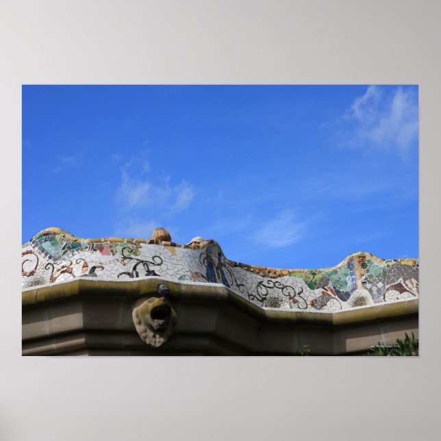 Mosaikjärnvägar i Gaudis Park Guell Poster (Framsidan)