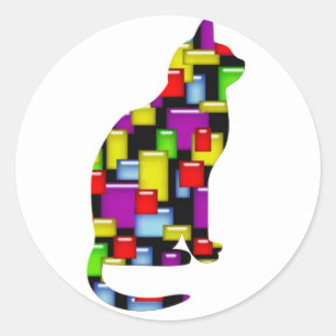 mosaikkkatt runt klistermärke