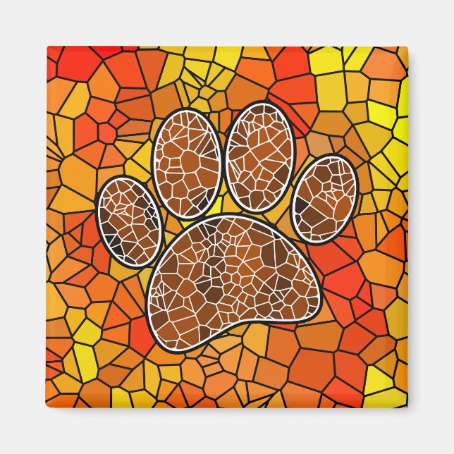 Mosaikkonst Hundavtryck Magnet (Framsidan)