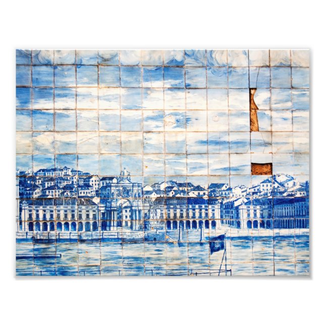 Mosaiklisbon blue tavla porcelain mönster fototryck (Framsidan)