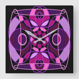 Mosaikplattor för rosa och lila abstrakt fyrkantig klocka