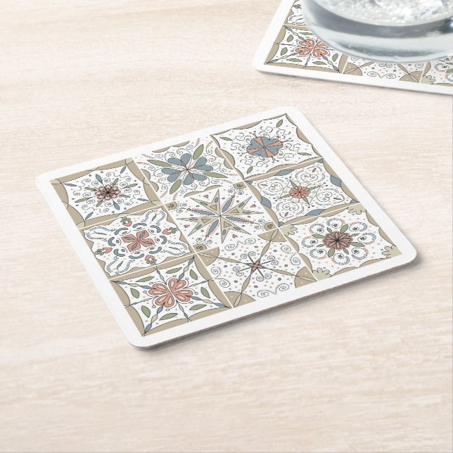 Mosaikplattor Underlägg Papper Kvadrat (Vinklad)