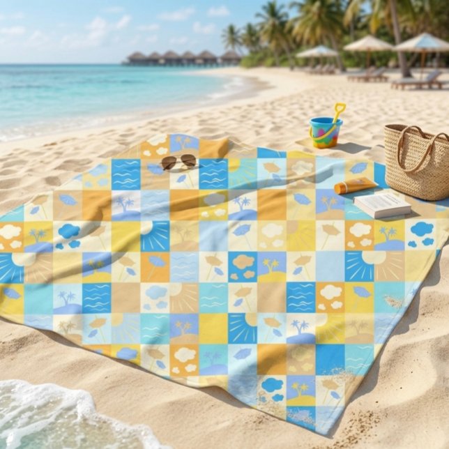 Mosaikstrand och hav inspirerad sommar fleecefilt (Skapare uppladdad)