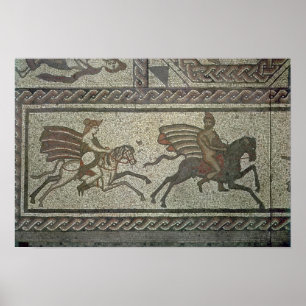 Mosaiktrottoaren från den romerska villan vid låg poster