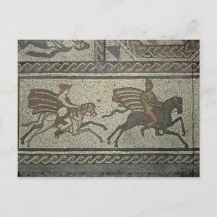 Mosaiktrottoaren från den romerska villan vid låg vykort