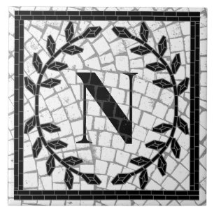 Mosaiktryck monogram kakelplatta