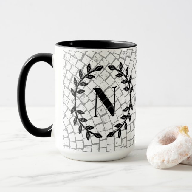 Mosaiktryck monogram mugg (Med munk)