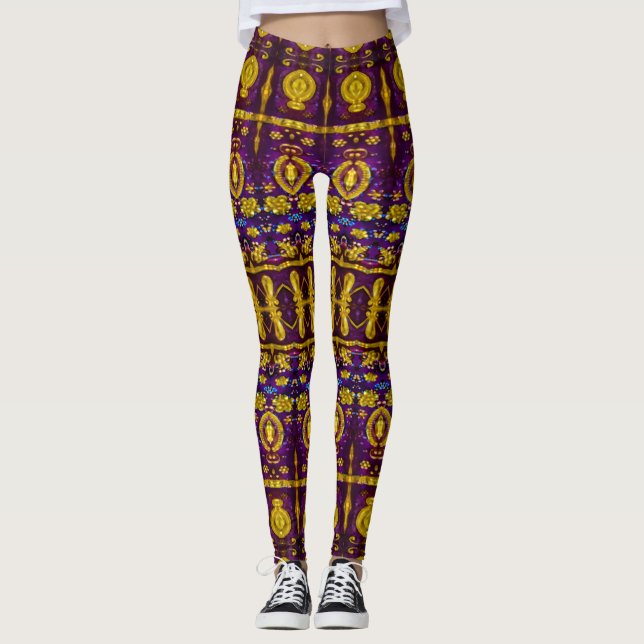 Mosaikutskrift i Finare Ornate Mönster Leggings (Framsida)