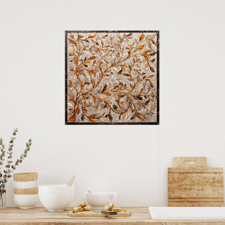 Mosaikväggskonst med löv mönster poster