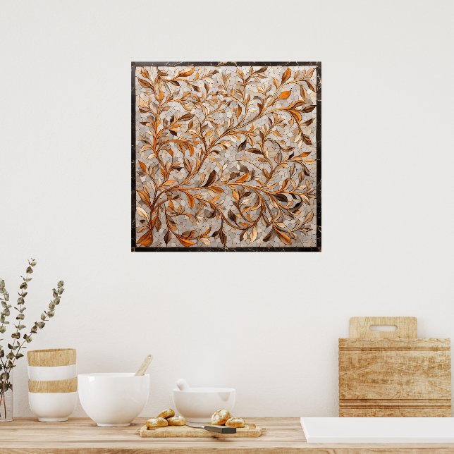 Mosaikväggskonst med löv mönster poster (Kök)