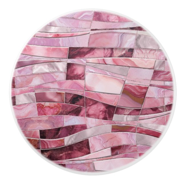 Mosaikvågor - Abstrakt rosa marmor Knopp (Framsidan)
