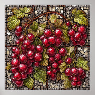 Mosaikvinbär med naturliga konstnärliga element poster