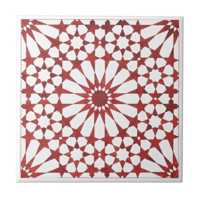 Mosaïque andalouse rouge ALHAMBRA Kakelplatta (Framsidan)
