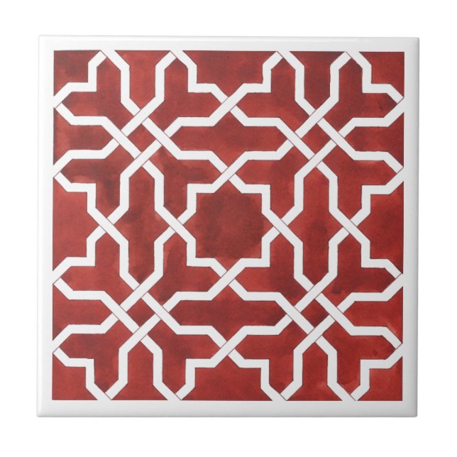 Mosaïque andalouse rouge ALHAMBRA Kakelplatta (Framsidan)