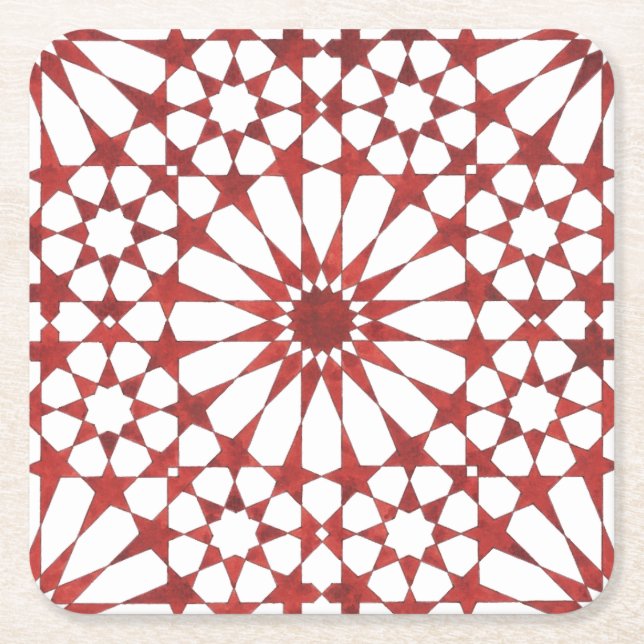 Mosaïque andalouse rouge ALHAMBRA Underlägg Papper Kvadrat (Framsidan)