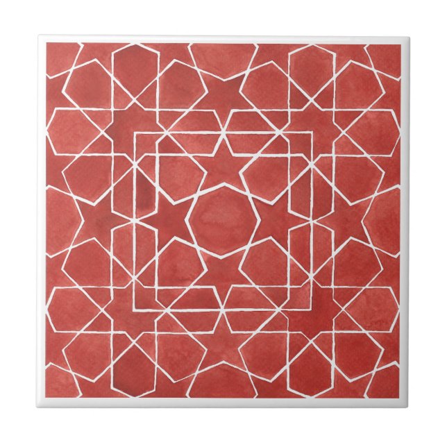 Mosaïque marocaine rouge ROSETTE Kakelplatta (Framsidan)