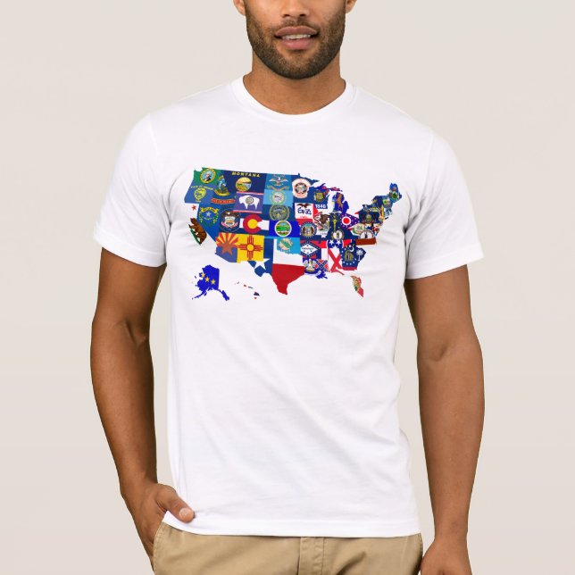 Mosaisk amerikankartastatsflaggor t shirt (Framsida)