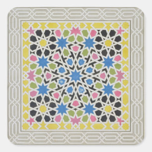 Mosaisk design från Alhambraen, från 'araben Fyrkantigt Klistermärke