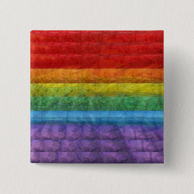 Mosaisk gay prideflagga för regnbåge knapp (Framsida)