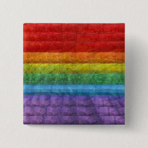 Mosaisk gay prideflagga för regnbåge knapp